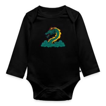 Année du Dragon 2024 - Body Bébé bio manches longues - noir - Devant