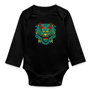 Année du Dragon 2024 - Body Bébé bio manches longues - noir - Devant