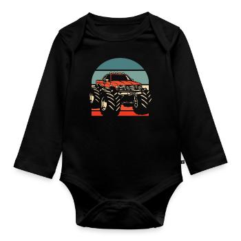 Monster Truck - Baby Bio-Langarm-Body - Schwarz - Vorne