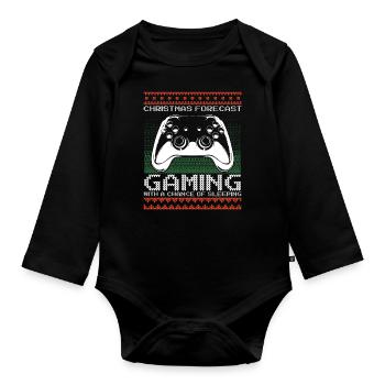 Funny Christmas Forecast Gaming Controller Ugly - Baby Bio-Langarm-Body - Schwarz - Vorne