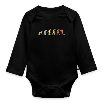 Fußball Retro Fußball Evolution - Baby Bio-Langarm-Body - Schwarz - Vorne