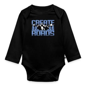 Create roads - Organic Longsleeve Baby Bodysuit - black - Front