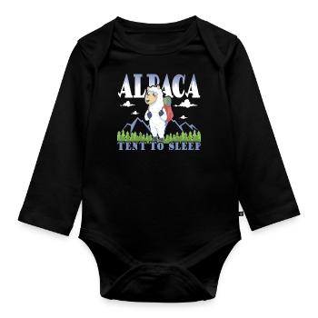 alpaca tent to sleep - Baby Bio-Langarm-Body - Schwarz - Vorne
