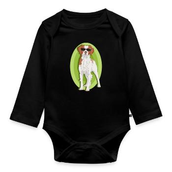 Brittany Epagneul Breton Dog Gift - Organic Longsleeve Baby Bodysuit - black - Front