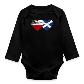 Pologne Ecosse drapeau coeur utilisé - Body Bébé bio manches longues - noir - Devant