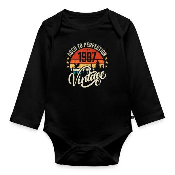 1987 Vintage - Geburtstagsgeschenk 1987 Retro 1987 - Baby Bio-Langarm-Body - Schwarz - Vorne