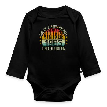 Vintage Né en 1965 Rétro Cadeau Anniversaire 1965 - Body Bébé bio manches longues - noir - Devant