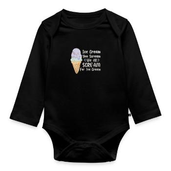Eiscreme - Baby Bio-Langarm-Body - Schwarz - Vorne