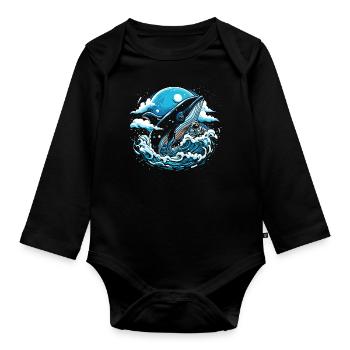 Imagination de baleine de l’espace - Body Bébé bio manches longues - noir - Devant