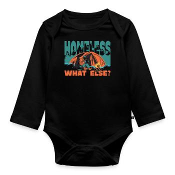 homeless What else? - Organic Longsleeve Baby Bodysuit - black - Front