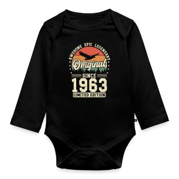 Stilvolle 60er: Jahrgang 1963 Geschenkidee - Baby Bio-Langarm-Body - Schwarz - Vorne