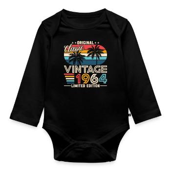 1964 : L’élégance intemporelle - Body Bébé bio manches longues - noir - Devant