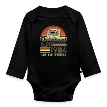 Stylish 1984 Birthday Shirt - Organic Longsleeve Baby Bodysuit - black - Front