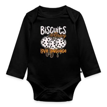 Biscuits & Gravy Is My Love Language Southern Food - Organic Longsleeve Baby Bodysuit - black - Front