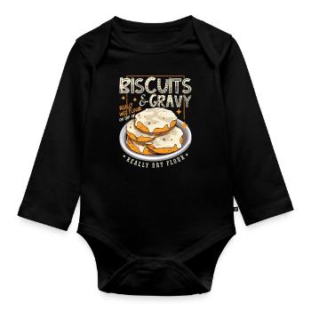 Biscuits & Gravy Really Wet Flour Southern Cooking - Baby Bio-Langarm-Body - Schwarz - Vorne