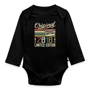 Vintage 2018 Retro Birthday Gift 2018 - Organic Longsleeve Baby Bodysuit - black - Front