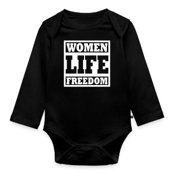 Women life freedom - Organic Longsleeve Baby Bodysuit - black - Front