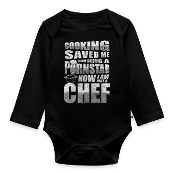 Cuisine Chef Restaurant Goût - Body Bébé bio manches longues - noir - Devant