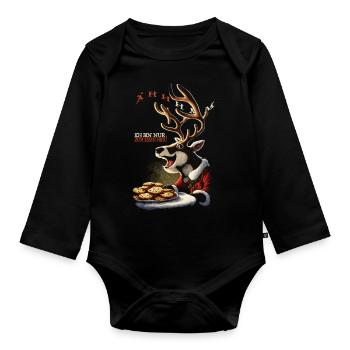 Lustiges Rentier Weihnachten Kekse - Baby Bio-Langarm-Body - Schwarz - Vorne