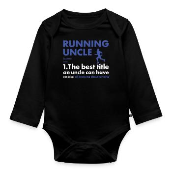 Sport Uncle Running - Organic Longsleeve Baby Bodysuit - black - Front