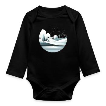 Minimalistische Landschaft - Baby Bio-Langarm-Body - Schwarz - Vorne