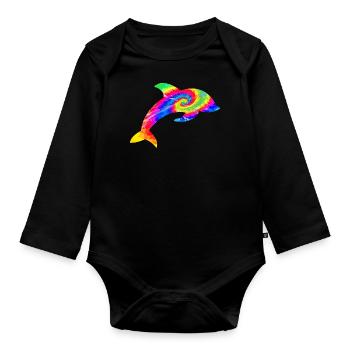 Dolphin Tie Dye - Baby Bio-Langarm-Body - Schwarz - Vorne