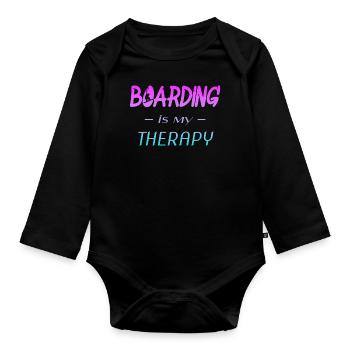 Snowboard - Baby Bio-Langarm-Body - Schwarz - Vorne