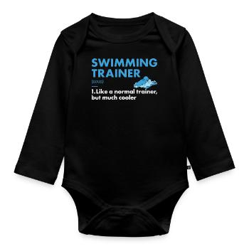 Sport Trainer Swimming - Baby Bio-Langarm-Body - Schwarz - Vorne