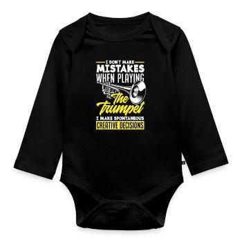 Trompete Trompeter Trompeten Spieler - Baby Bio-Langarm-Body - Schwarz - Vorne