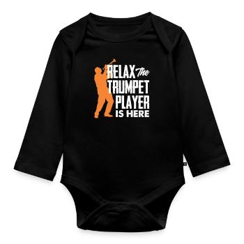 Trompete Trompeter Trompeten Spieler - Baby Bio-Langarm-Body - Schwarz - Vorne