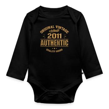 Authentic 2011 Original Birthday Gift 2011 - Organic Longsleeve Baby Bodysuit - black - Front