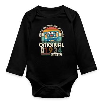 Birthday Vintage 1934 Retro - Organic Longsleeve Baby Bodysuit - black - Front
