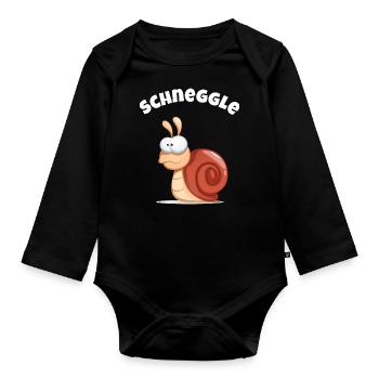 schwäbisch lustiges Schneggle - Baby Bio-Langarm-Body - Schwarz - Vorne