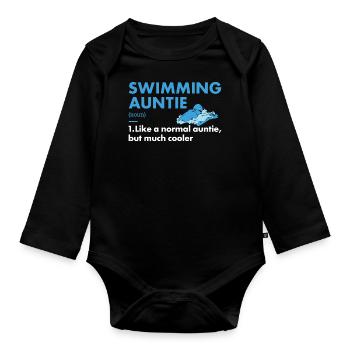 Sport Auntie Swimming - Baby Bio-Langarm-Body - Schwarz - Vorne