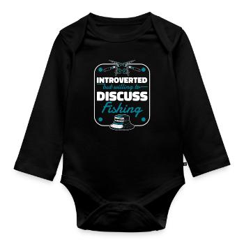 Introverti mais prêt à discuter de la pêche à la ligne - Body Bébé bio manches longues - noir - Devant