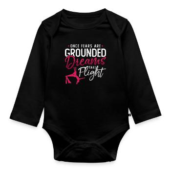 Aerialist Once Fears Are Grounded Loves Trapeze - Baby Bio-Langarm-Body - Schwarz - Vorne