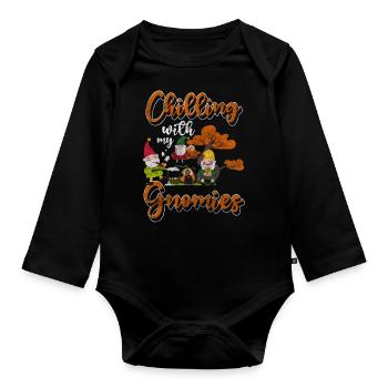 Gnome Fantasy Christmas - Organic Longsleeve Baby Bodysuit - black - Front