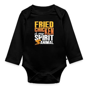 Fried Chicken Lieblingstier Geschenk Spruch - Baby Bio-Langarm-Body - Schwarz - Vorne