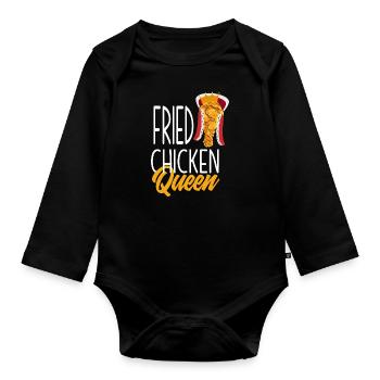 Fried Chicken Queen - Baby Bio-Langarm-Body - Schwarz - Vorne