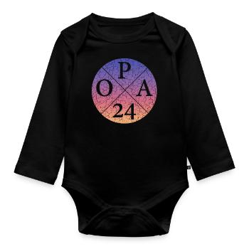 OPA24, opa 2024, grandfather, Opa 24 - Baby Bio-Langarm-Body - Schwarz - Vorne