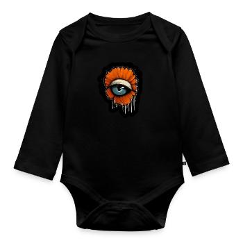 Eye: Orange Flower - Organic Longsleeve Baby Bodysuit - black - Front