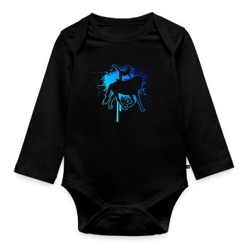 Gymnastique Artistique à Cheval - Body Bébé bio manches longues - noir - Devant