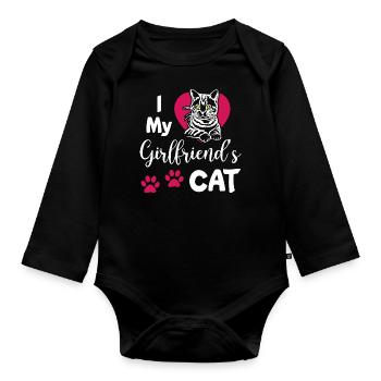 I Love My Girlfriends Cat - Baby Bio-Langarm-Body - Schwarz - Vorne