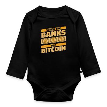 Les banques utilisent Bitcoin Crypto Crypto Crypto - Body Bébé bio manches longues - noir - Devant