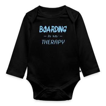boarding is my therapy - Baby Bio-Langarm-Body - Schwarz - Vorne