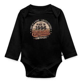 1996 Jahrgang Geboren 1996 Vintage Jubiläumsgeschenk - Baby Bio-Langarm-Body - Schwarz - Vorne