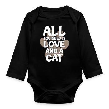 All You Need Is Love and a Cat - Baby Bio-Langarm-Body - Schwarz - Vorne