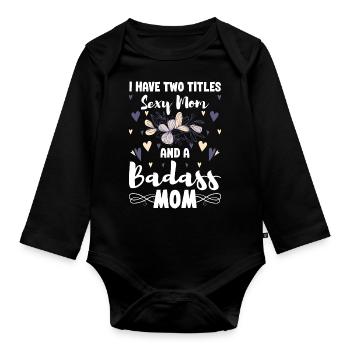 Single Parent Team Responsibility - Organic Longsleeve Baby Bodysuit - black - Front