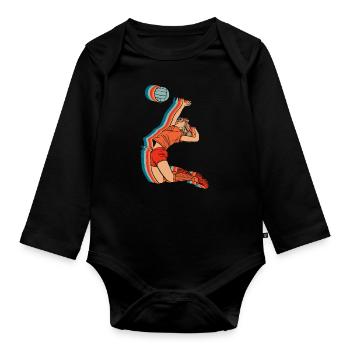 Volleyball Volleyballer - Baby Bio-Langarm-Body - Schwarz - Vorne