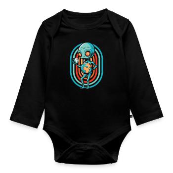 Alien Außerirdischer - Baby Bio-Langarm-Body - Schwarz - Vorne